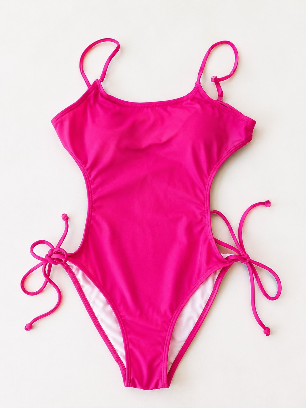 Women’s Hot Pink One-Piece Swimsuit with Side Tie Detail
